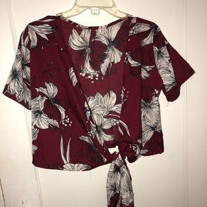 Floral tie front shirt
